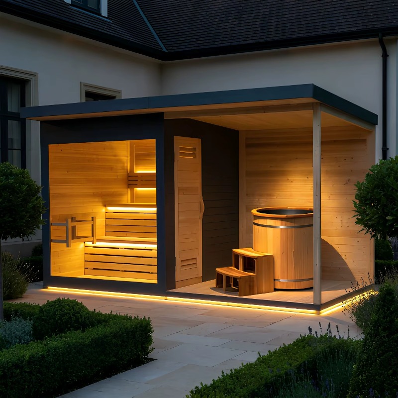 Spa Wellness Resorts - Cabina Sauna in Legno con Vasca